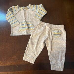 Stem | Grey Striped Reversible Soft Cotton Sweatsuit | 6 mo